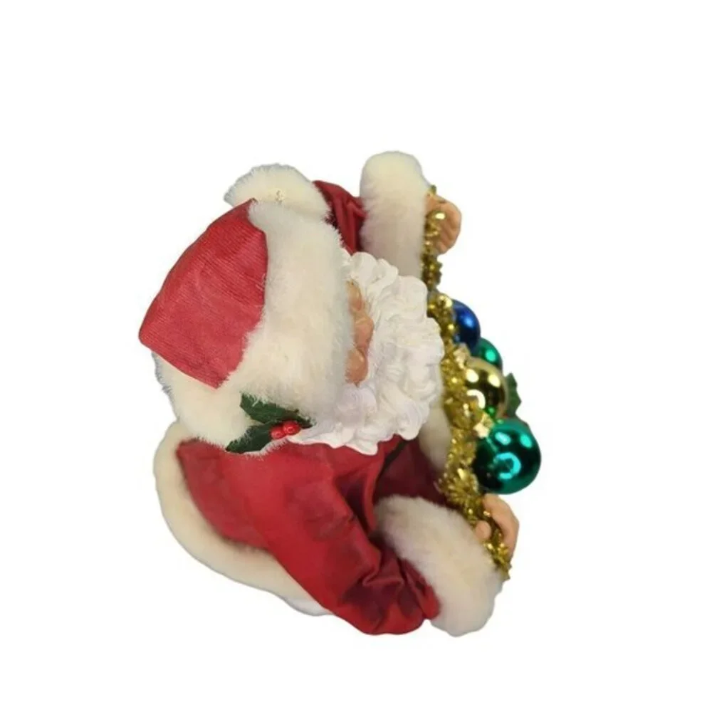Possible Dreams‎ Santa Claus Holding Ornaments Fabric Clothtique Basket Vintage